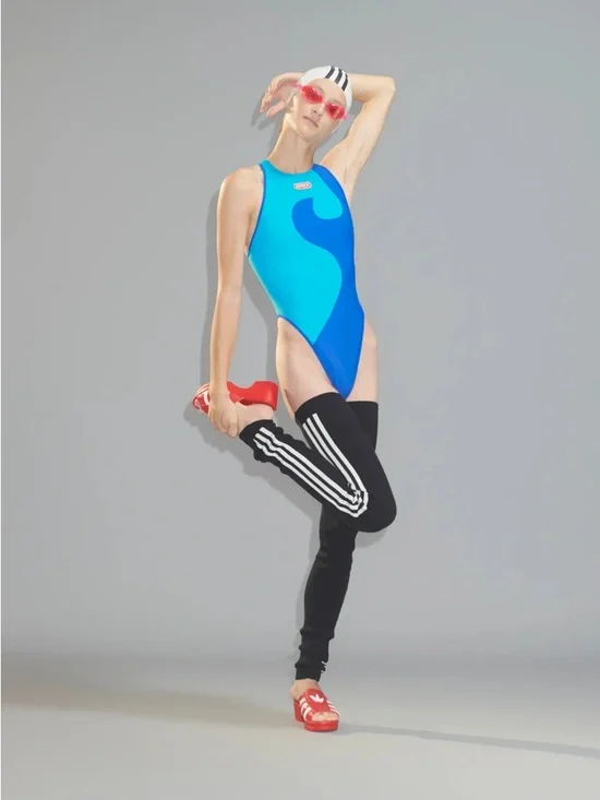 Adidas x Lotta Volkova Blue Two-Tone High-Neck One-Piece Swimsuit - S - NWT - Picture 5 of 12